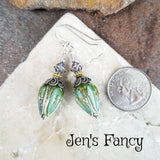 Rosebud Floral Earrings Sterling Silver & Vermeil with Iolite
