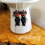 Bat Halloween Earrings Sterling Silver & Art Glass