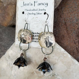 Long Bat Halloween Earrings Sterling Silver & Porcelain
