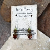 Czech Pumpkin Earrings Sterling Silver & Brass