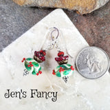 Christmas Holly Earrings Art Glass Sterling Silver