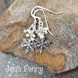 Snowflake Earrings Sterling Silver, Winter Earrings Jewelry