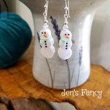 Snowman Earrings Sterling Silver Christmas Winter Jewelry