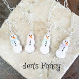 Snowman Winter Necklace Sterling Silver