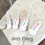 Snowman Winter Necklace Sterling Silver