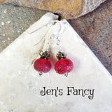 Currant Christmas Earrings Sterling Silver Art Glass