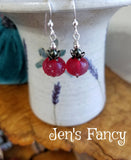 Currant Christmas Earrings Sterling Silver Art Glass
