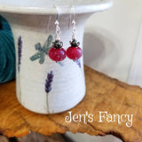 Currant Christmas Earrings Sterling Silver Art Glass