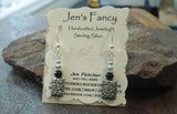 Bali Sterling Silver Earrings Black Onyx & Sand Opal Swarovski