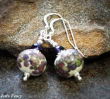 Ivory Art Glass Earrings Sterling Silver