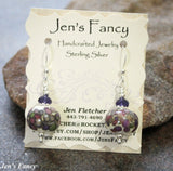 Ivory Art Glass Earrings Sterling Silver