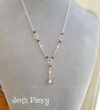 Labradorit Leaf Necklace Garnet & Moonstone Lariat Sterling Silver