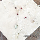 Labradorit Leaf Necklace Garnet & Moonstone Lariat Sterling Silver