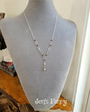 Labradorit Leaf Necklace Garnet & Moonstone Lariat Sterling Silver