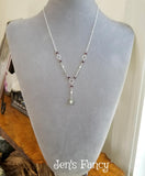 Labradorit Leaf Necklace Garnet & Moonstone Lariat Sterling Silver