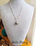 Owl Necklace Art Glass & Gemstone Sterling Silver