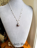 Owl Necklace Art Glass & Gemstone Sterling Silver