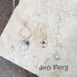 Moonstone Leaf Necklace Rose Gold & Sterling Silver