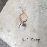 Moonstone Leaf Necklace Rose Gold & Sterling Silver