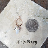 Moonstone Leaf Necklace Rose Gold & Sterling Silver
