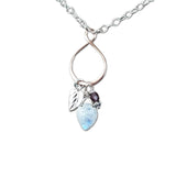 Moonstone Leaf Necklace Rose Gold & Sterling Silver