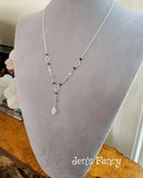Moonstone Leaf Garnet & Labradorite Lariat Necklace Sterling Silver