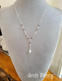 Moonstone Leaf Garnet & Labradorite Lariat Necklace Sterling Silver