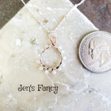 Moonstone Gemstone Necklace Sterling Silver Wire Wrapped Rose Gold Infinity