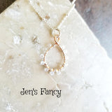 Moonstone Gemstone Necklace Sterling Silver Wire Wrapped Rose Gold Infinity