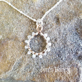 Moonstone Gemstone Necklace Sterling Silver Wire Wrapped Rose Gold Infinity