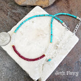 Turquoise & Ruby Gemstone Necklace with Moonstone Sterling Silver