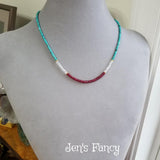 Turquoise & Ruby Gemstone Necklace with Moonstone Sterling Silver
