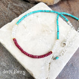 Turquoise & Ruby Gemstone Necklace with Moonstone Sterling Silver