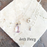 Amethyst Briolette Necklace with Tanzanite & Opal Drops Sterling Silver