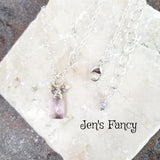 Amethyst Briolette Necklace with Tanzanite & Opal Drops Sterling Silver