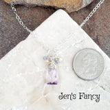 Amethyst Briolette Necklace with Tanzanite & Opal Drops Sterling Silver