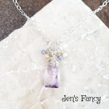 Amethyst Briolette Necklace with Tanzanite & Opal Drops Sterling Silver