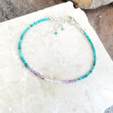Natural Turquoise Layering Bracelet Amethyst & Moonstone Minimalist