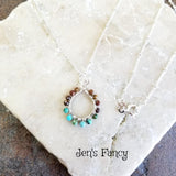Natural Turquoise Necklace Sterling Silver Wire Wrapped