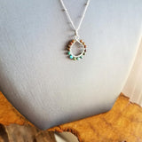 Natural Turquoise Necklace Sterling Silver Wire Wrapped