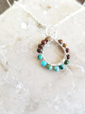 Natural Turquoise Necklace Sterling Silver Wire Wrapped