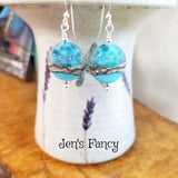 Ocean Beach Earrings Lampwork Art Glass Sterling Silver