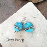 Ocean Beach Earrings Lampwork Art Glass Sterling Silver