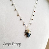 Pietersite Gemstone Drop Necklace Sterling Silver Wire Wrapped Jewelry