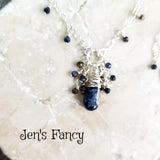 Pietersite Gemstone Drop Necklace Sterling Silver Wire Wrapped Jewelry
