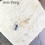 Rainbow Fluorite Necklace Sterling Silver