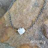 Moonstone Gemstone Heart Necklace Sterling Silver