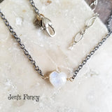 Moonstone Gemstone Heart Necklace Sterling Silver
