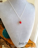Strawberry Art Glass Necklace Sterling Silver Peridot