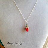 Strawberry Art Glass Necklace Sterling Silver Peridot